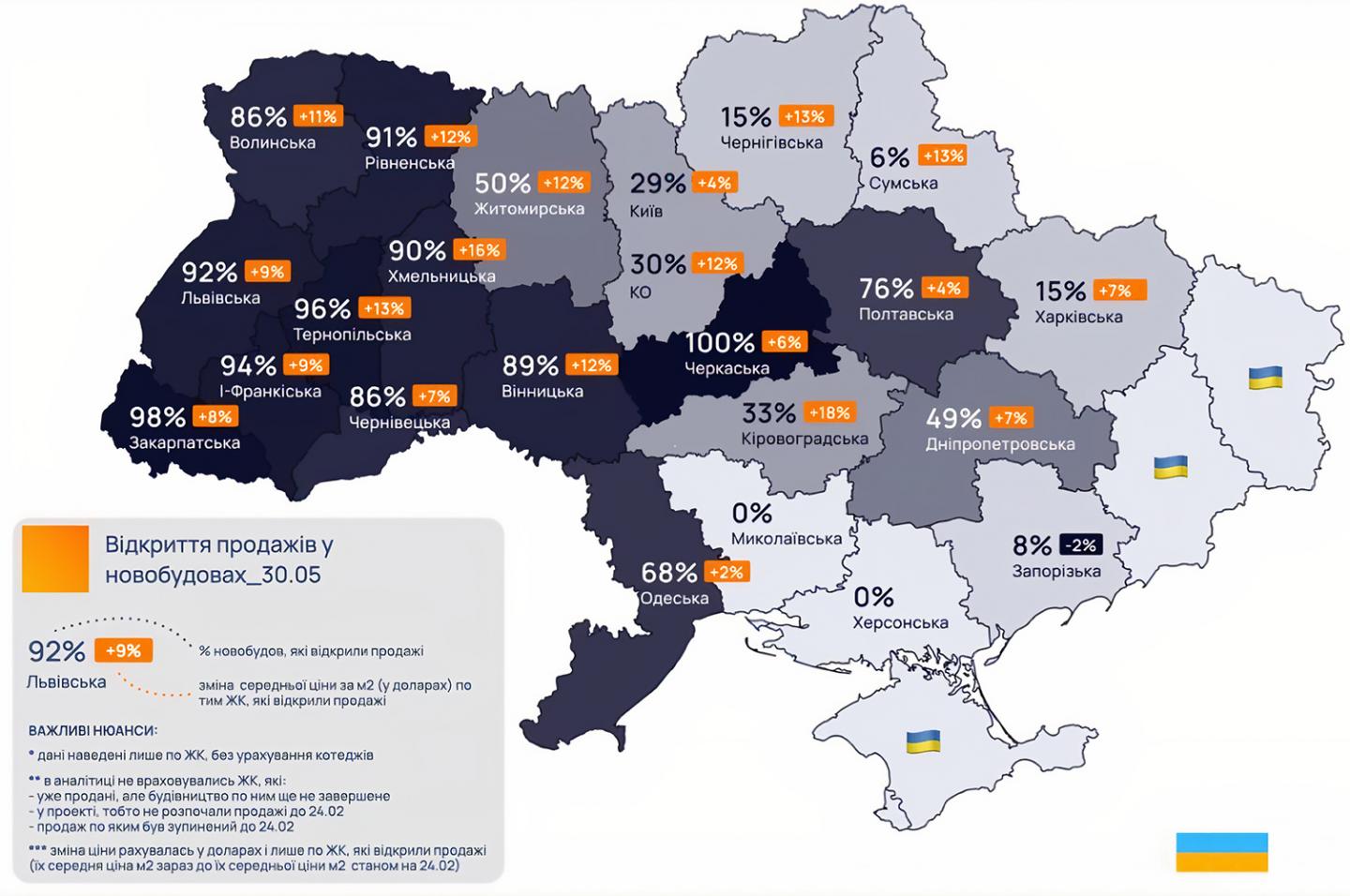 Инфографика цен на новостройки по всей Украине
